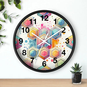 Abstract Geometric Wall Clock – Colorful Wood - Dipaliz - Clocks