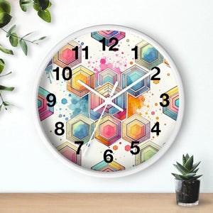 Abstract Geometric Wall Clock – Colorful Wood - Dipaliz - Clocks