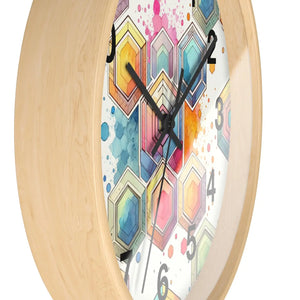 Abstract Geometric Wall Clock – Colorful Wood - Dipaliz - Clocks