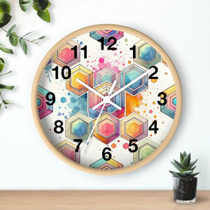 Abstract Geometric Wall Clock – Colorful Wood - Dipaliz - Clocks