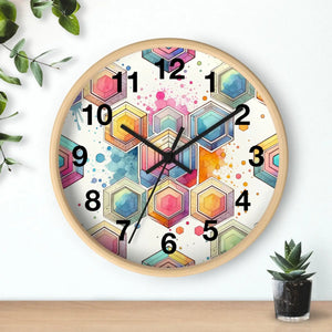 Abstract Geometric Wall Clock – Colorful Wood - Dipaliz - Clocks