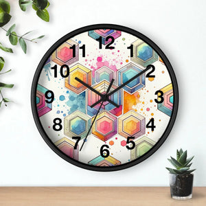 Abstract Geometric Wall Clock – Colorful Wood - Dipaliz - Clocks