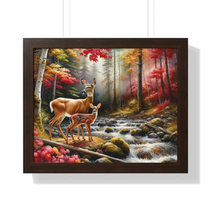 Warm Autumn Wildlife Rustic Wall Art Framed Poster - Dipaliz - 20’’ x 16’’ / Walnut - Posters Prints & Visual Artwork