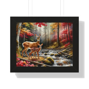 Warm Autumn Wildlife Rustic Wall Art Framed Poster - Dipaliz - Posters Prints & Visual Artwork