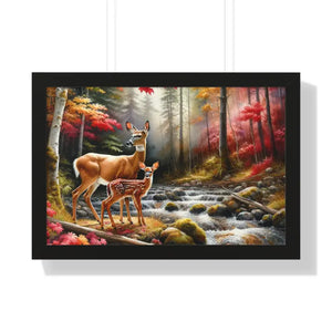 Warm Autumn Wildlife Rustic Wall Art Framed Poster - Dipaliz - 24″ x 16″ / Black - Posters Prints & Visual Artwork