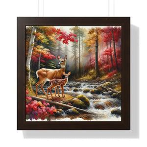 Warm Autumn Wildlife Rustic Wall Art Framed Poster - Dipaliz - 16″ x / Walnut - Posters Prints & Visual Artwork