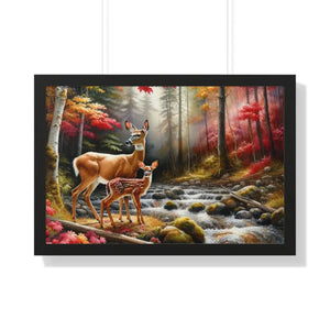 Warm Autumn Wildlife Rustic Wall Art Framed Poster - Dipaliz - 30’’ x 20’’ / Black - Posters Prints & Visual Artwork