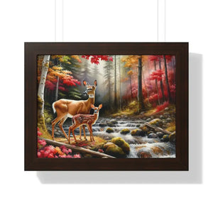 Warm Autumn Wildlife Rustic Wall Art Framed Poster - Dipaliz - 16″ x 12″ / Walnut - Posters Prints & Visual Artwork
