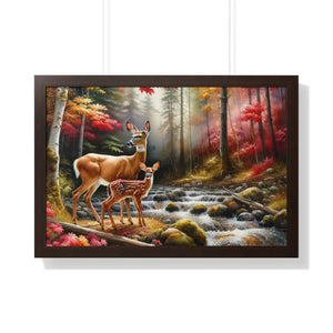 Warm Autumn Wildlife Rustic Wall Art Framed Poster - Dipaliz - 30’’ x 20’’ / Walnut - Posters Prints & Visual Artwork