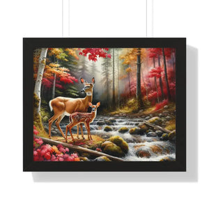 Warm Autumn Wildlife Rustic Wall Art Framed Poster - Dipaliz - 20’’ x 16’’ / Black - Posters Prints & Visual Artwork