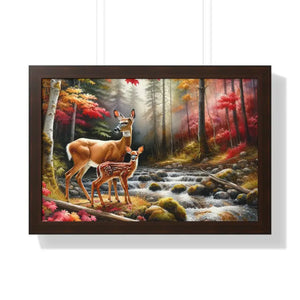 Warm Autumn Wildlife Rustic Wall Art Framed Poster - Dipaliz - 24″ x 16″ / Walnut - Posters Prints & Visual Artwork