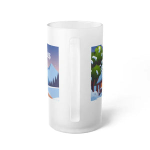Frosted Glass Beer Mug Warm Christmas Wishes Holiday Toast - Dipaliz - 16oz / Glasses