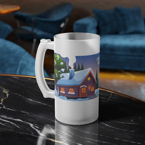 Frosted Glass Beer Mug Warm Christmas Wishes Holiday Toast - Dipaliz - 16oz / Glasses