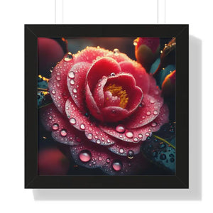 Water Drops Camellia Flower Gallery Canvas Wrap Framed Poster Dipaliz - Prints