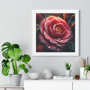 Water Drops Camellia Flower Gallery Canvas Wrap Framed Poster Dipaliz - Prints
