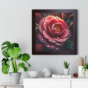 Water Drops Camellia Flower Gallery Canvas Wrap Framed Poster Dipaliz - Prints