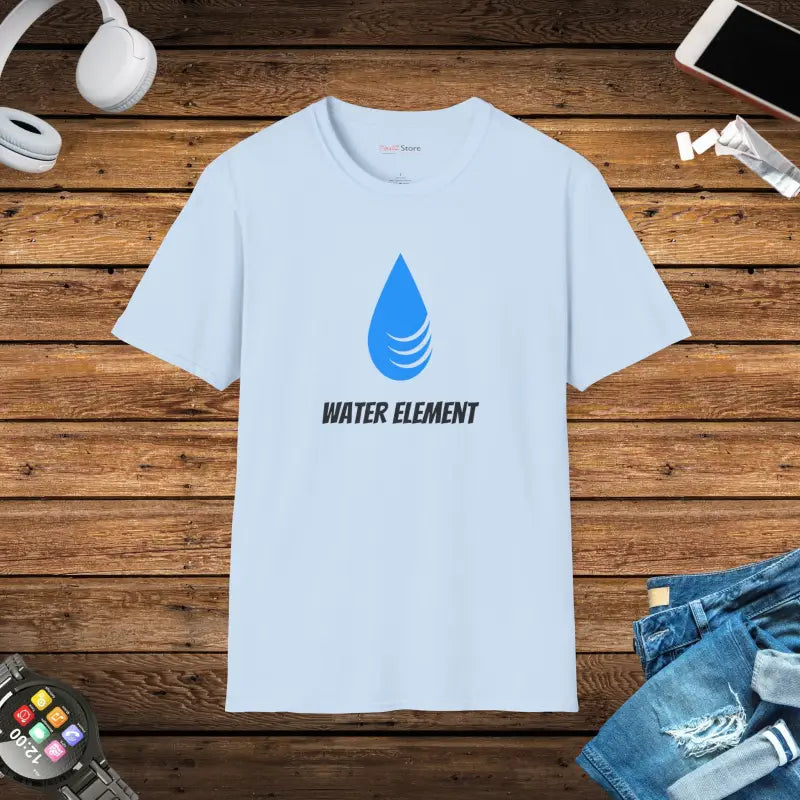 Dive Into Comfort: Unisex Cotton Water Element Tee - Light Blue / s T-shirt