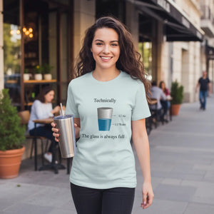 DipaliZ unisex cotton tee in mint green with a humorous water-glass diagram print