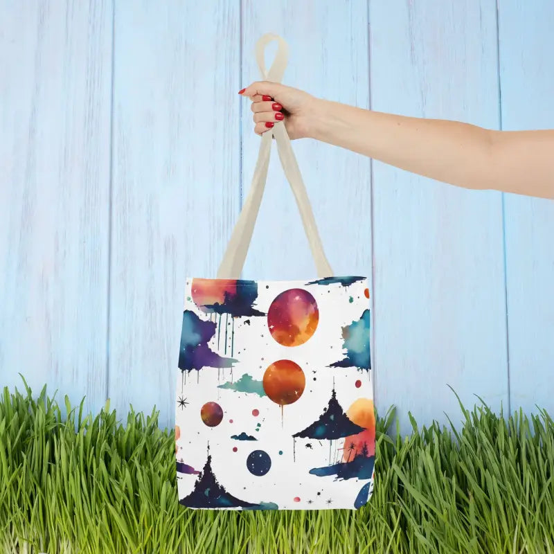 Watercolor Abstract Paint Pattern Aop Tote Bag - 13’’ × / Beige Bags