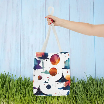 Watercolor Abstract Paint Pattern Aop Tote Bag - 13’’ × / White Bags