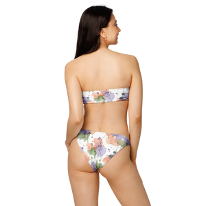 Watercolor Bloom Recycled Bandeau Bikini | Upf50+ V-cut - Classic Bikinis - Xs