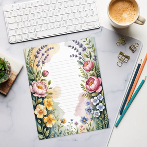 Watercolor Floral Notepad - Lined Botanical 8.5x11 - Dipaliz - Notepads