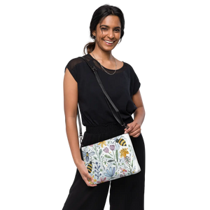 Watercolor Bees Crossbody Bag - Vegan Summer Floral - Dipaliz - Cross Body Bags