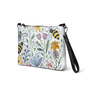 Watercolor Bees Crossbody Bag - Vegan Summer Floral - Dipaliz - Cross Body Bags