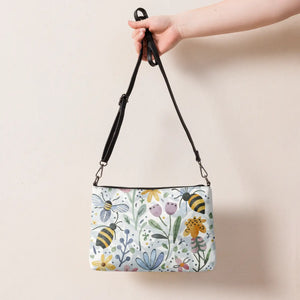 Watercolor Bees Crossbody Bag - Vegan Summer Floral - Dipaliz - Cross Body Bags