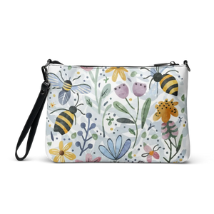 Watercolor Bees Crossbody Bag - Vegan Summer Floral - Dipaliz - Cross Body Bags