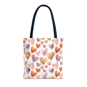 Bags - Watercolor Heart Pattern Tote Bag - Soft Joyful Design - Dipaliz 16’’ × / Navy