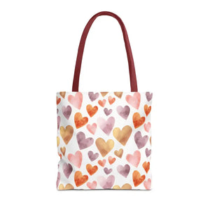 Bags - Watercolor Heart Pattern Tote Bag - Soft Joyful Design - Dipaliz 16’’ × / Red