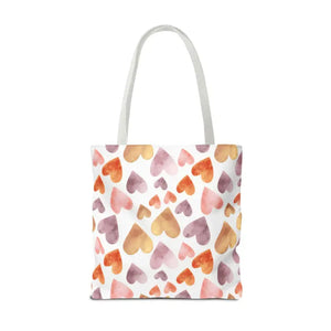 Bags - Watercolor Heart Pattern Tote Bag - Soft Joyful Design - Dipaliz