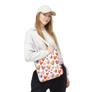 Bags - Watercolor Heart Pattern Tote Bag - Soft Joyful Design - Dipaliz