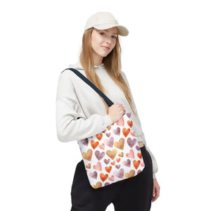 Bags - Watercolor Heart Pattern Tote Bag - Soft Joyful Design - Dipaliz