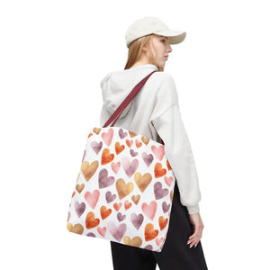 Bags - Watercolor Heart Pattern Tote Bag - Soft Joyful Design - Dipaliz