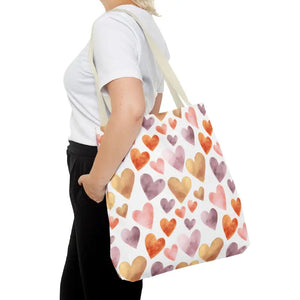 Bags - Watercolor Heart Pattern Tote Bag - Soft Joyful Design - Dipaliz