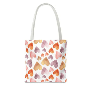 Bags - Watercolor Heart Pattern Tote Bag - Soft Joyful Design - Dipaliz