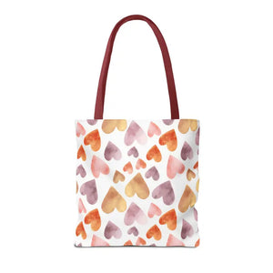Bags - Watercolor Heart Pattern Tote Bag - Soft Joyful Design - Dipaliz