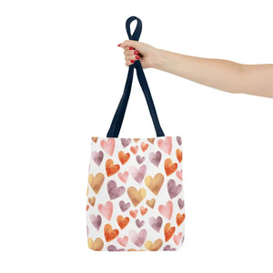Bags - Watercolor Heart Pattern Tote Bag - Soft Joyful Design - Dipaliz