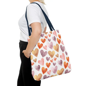 Bags - Watercolor Heart Pattern Tote Bag - Soft Joyful Design - Dipaliz