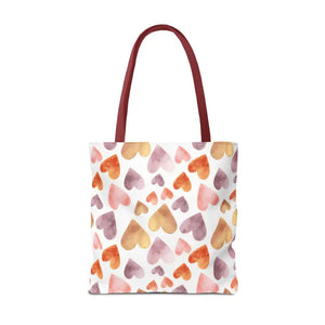 Bags - Watercolor Heart Pattern Tote Bag - Soft Joyful Design - Dipaliz