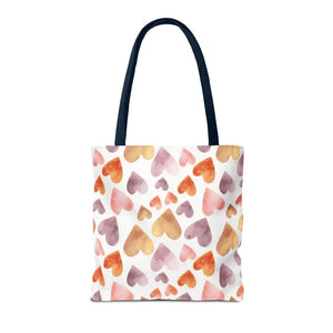 Bags - Watercolor Heart Pattern Tote Bag - Soft Joyful Design - Dipaliz