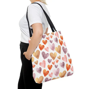 Bags - Watercolor Heart Pattern Tote Bag - Soft Joyful Design - Dipaliz