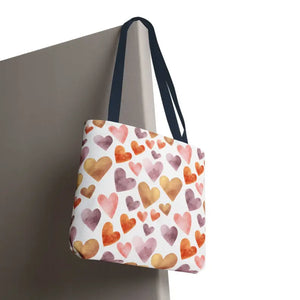 Bags - Watercolor Heart Pattern Tote Bag - Soft Joyful Design - Dipaliz