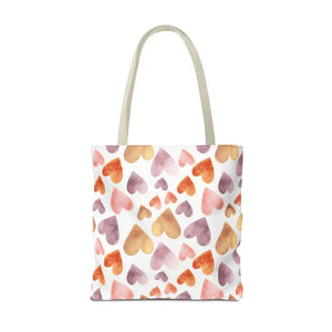 Bags - Watercolor Heart Pattern Tote Bag - Soft Joyful Design - Dipaliz