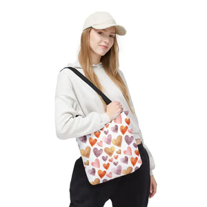 Bags - Watercolor Heart Pattern Tote Bag - Soft Joyful Design - Dipaliz