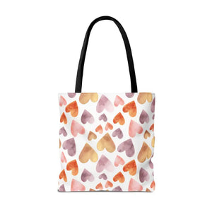 Bags - Watercolor Heart Pattern Tote Bag - Soft Joyful Design - Dipaliz