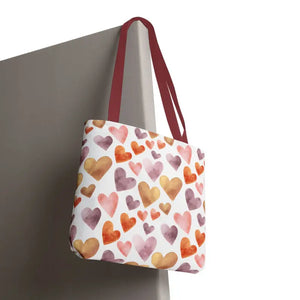 Bags - Watercolor Heart Pattern Tote Bag - Soft Joyful Design - Dipaliz