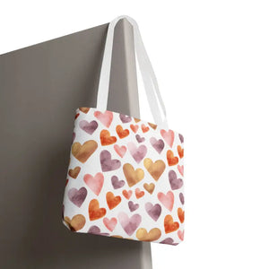 Bags - Watercolor Heart Pattern Tote Bag - Soft Joyful Design - Dipaliz